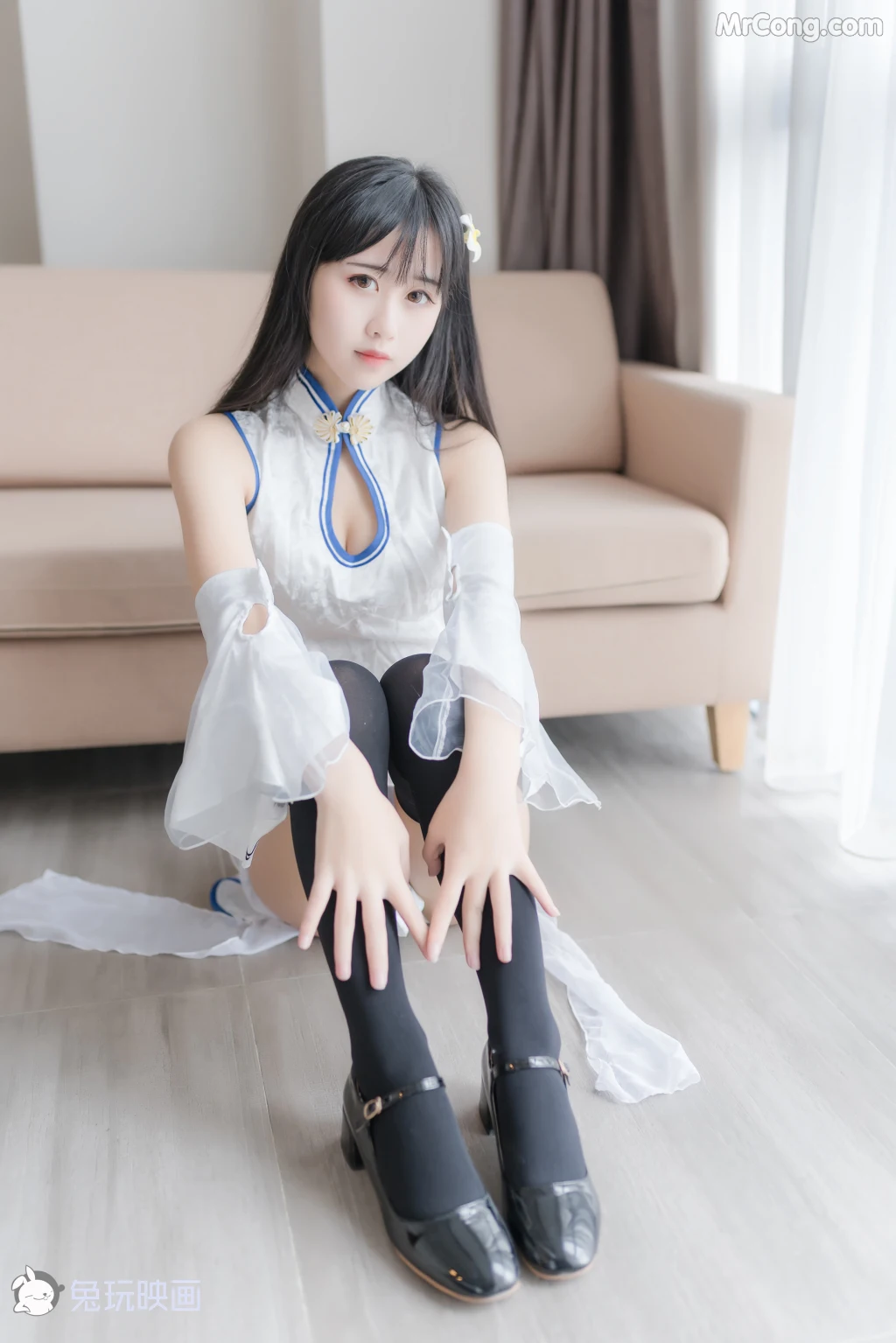 Cosplay@兔玩映画 Vol.046: 白色旗袍 (41 photos) photo 1-15