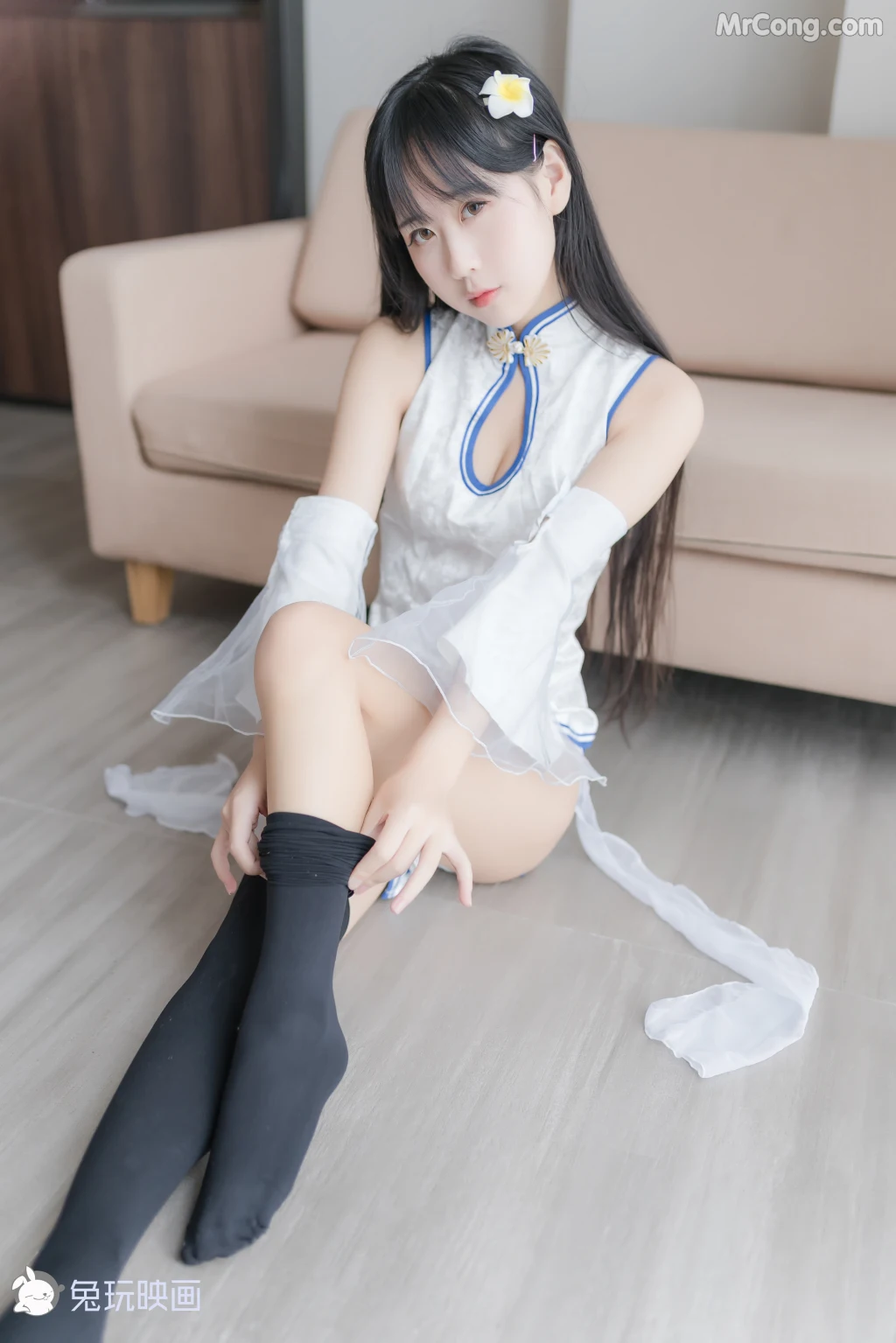Cosplay@兔玩映画 Vol.046: 白色旗袍 (41 photos) photo 1-16