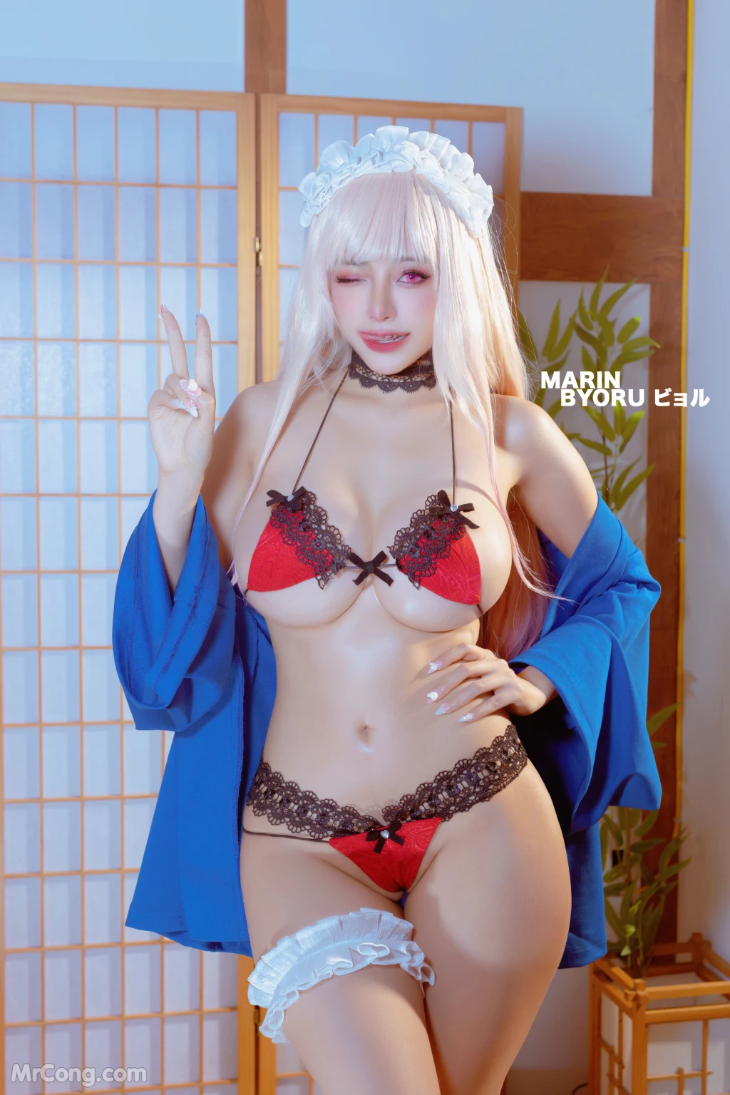 Coser@Byoru: Marin Red Lingerie (43 photos) photo 1-13