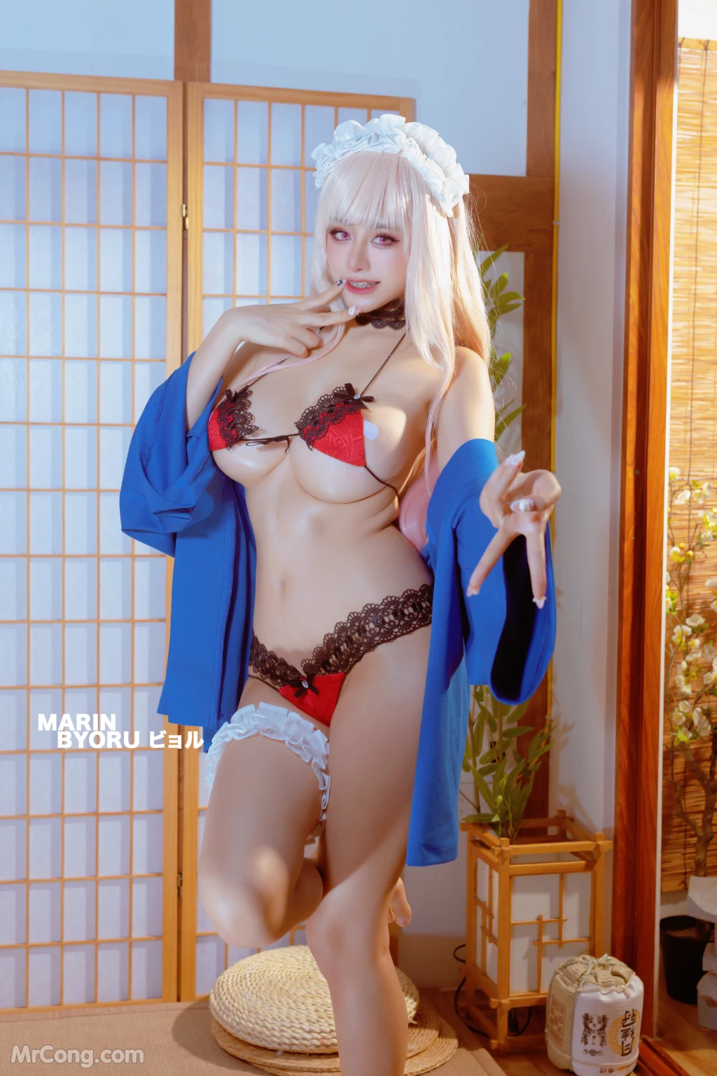 Coser@Byoru: Marin Red Lingerie (43 photos) photo 1-14